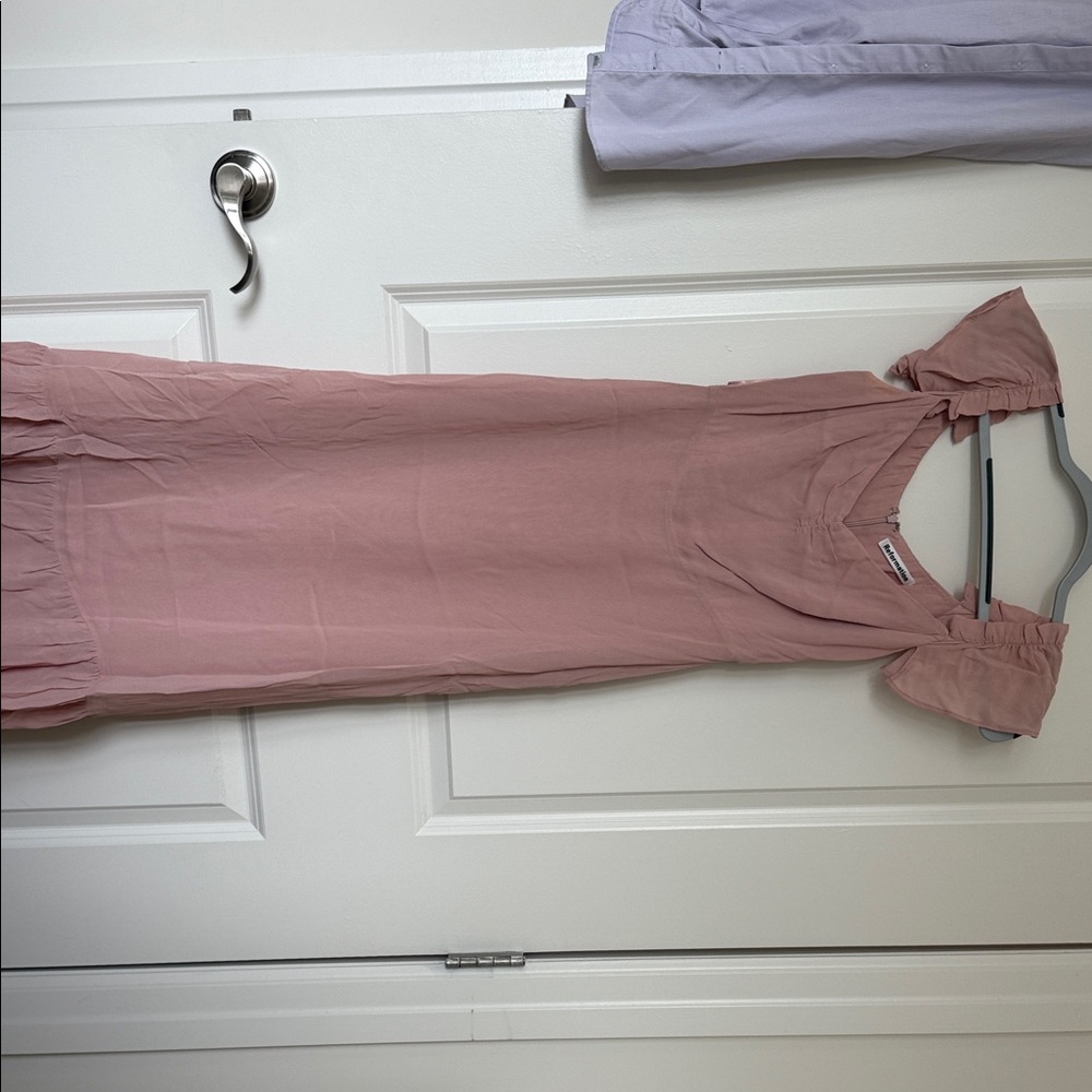 Reformation Pink Ruched Sheath Maxi Dress
